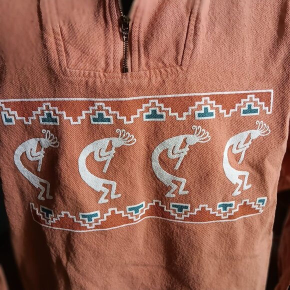 Vintage Men's 1/4 Zip Pullover Sweatshirt Medium By Taylor Kokopelli Southestern - Picture 2 of 6